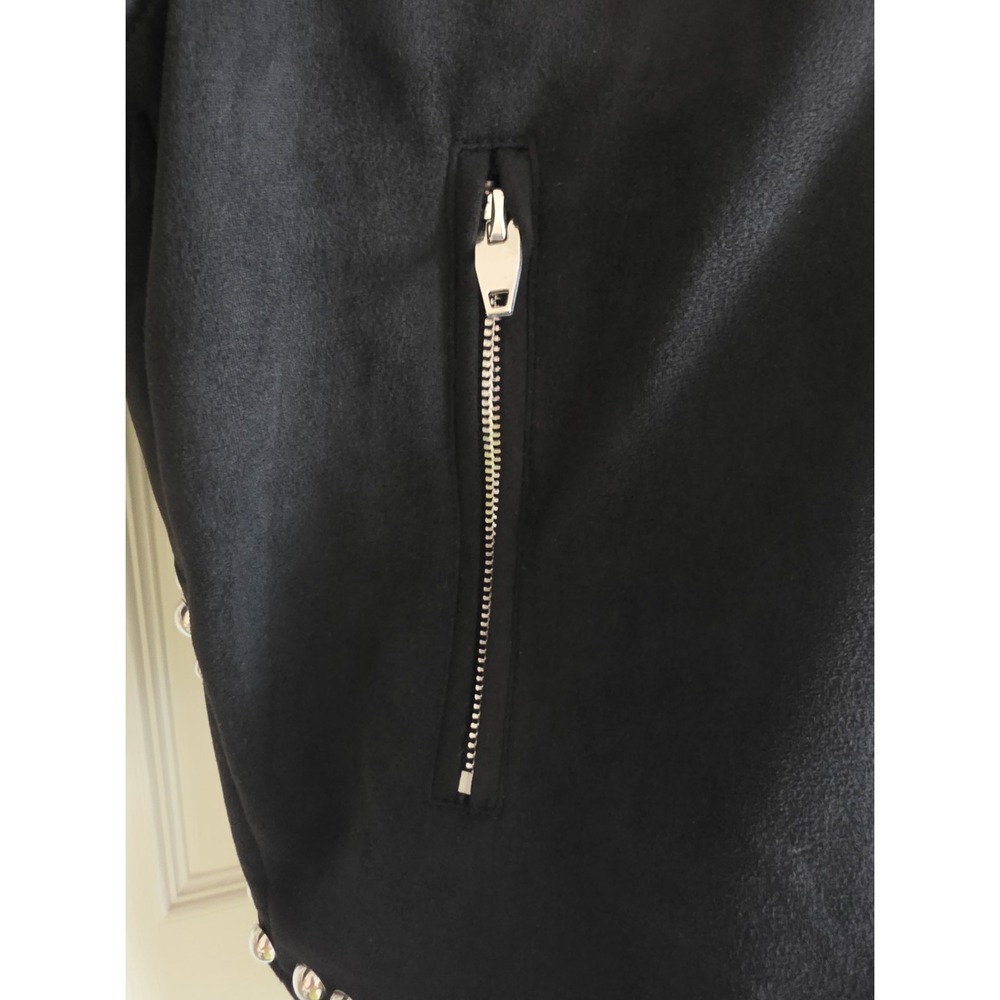 Buddy Love Black Studded Suede Moto Jacket – Women's Edgy Biker Style Size L - Picture 8 of 16